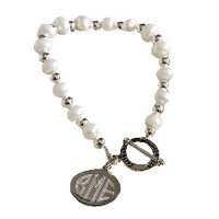 Monogrammed Freshwater Pearl and Sterling Silver Bracelets
