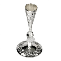 Ornate Silver-Plated Tussy Mussy and holder with Personalized Silver Charm