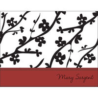 Red Cherry Blossom Foldover Note Cards