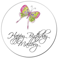 Pastel Butterfly Round Gift Stickers