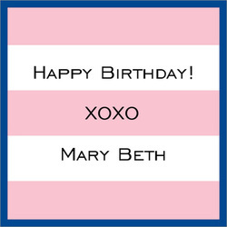 Stripe Pink and Navy Border Gift Sticker