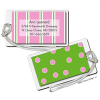 Preppy Pink & Green ID Luggage Tags