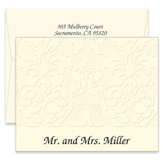 Triple Thick Embossed Damask Folded Note Cards