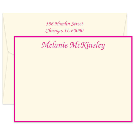 Triple Thick Border Flat Note Cards in Your Color Choice - Raised Ink