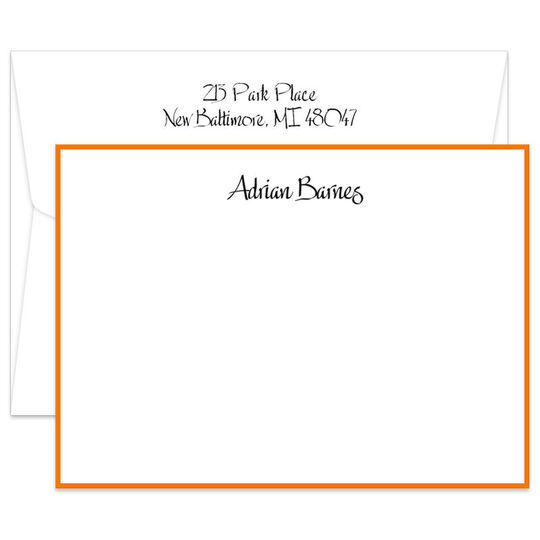 Triple Thick Classic Border Flat Note Cards in Your Color Choice - Raised Ink