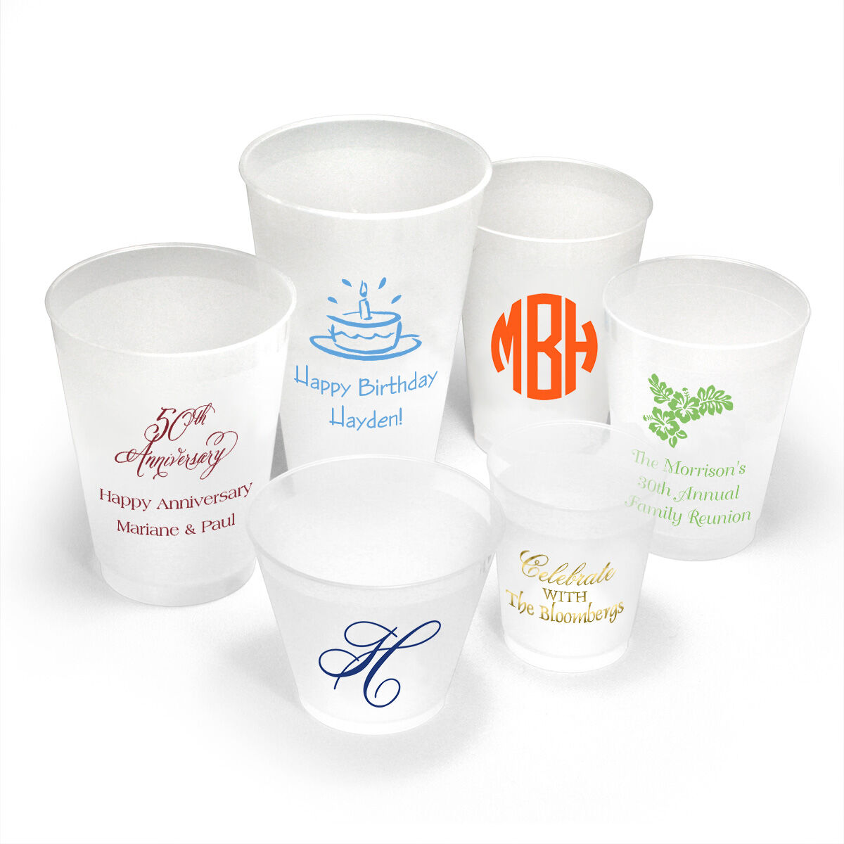 Cocktail Engagement Party Custom Frost Flex Cup Couples's Names Personalized Shatterproof Plastic Frosted Wedding Cups Favor Shower