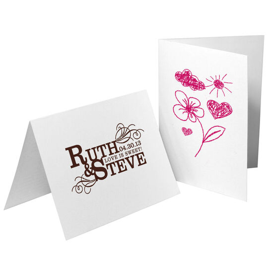Custom Folded Note Card with Your 1-Color Artwork  - Raised Ink