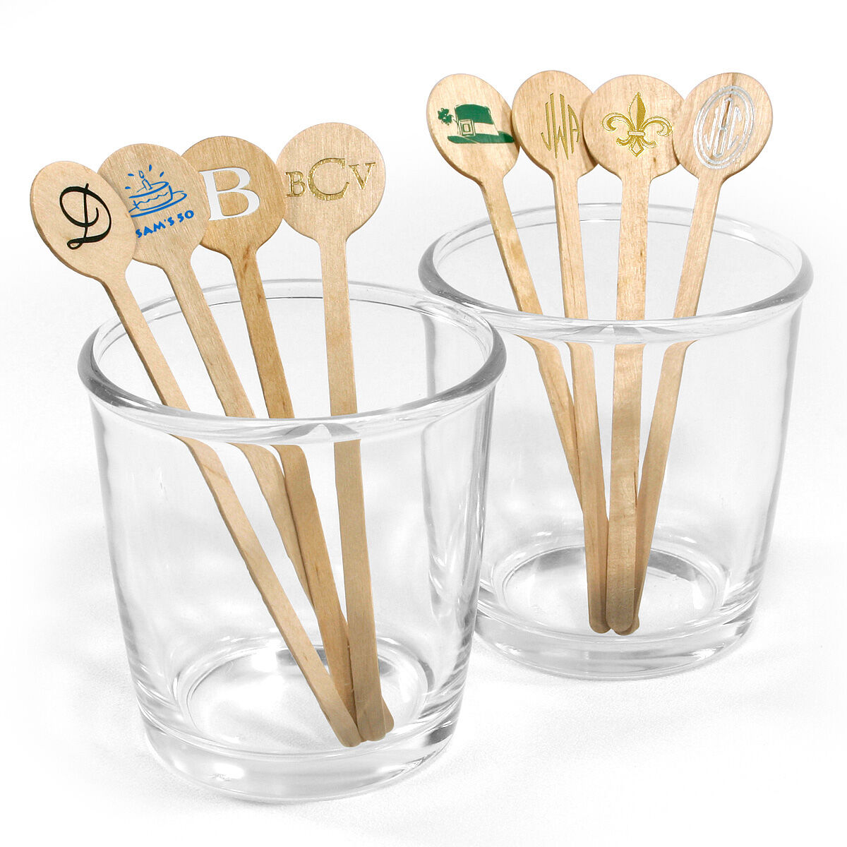 Personalized Circle Top Wood Stir Sticks