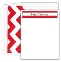 Red and White Stripe Flat Note Cards