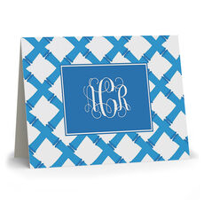 Blue Bamboo Monogram Folded Note Cards