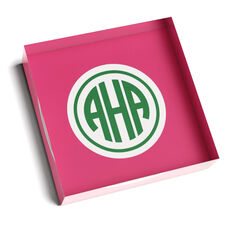 Your Color Choice Circle Monogram Square Glass Paperweight