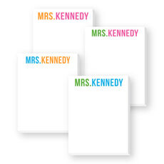 Made in the USA. 5.5” x 8.5” Teacher Notes Set of 2 Personalized Teacher/School Memo Pads/Notepads 2 pads 50 sheets per pad 