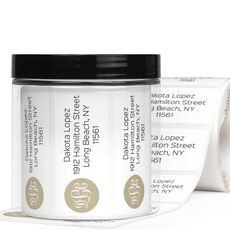 Pop of Color Monogram Rectangle Address Labels in a Jar