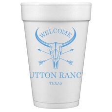Longhorn Skull with Arrows Styrofoam Cups