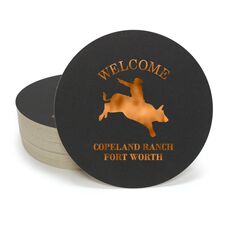 Bull Rider Silhouette Round Coasters