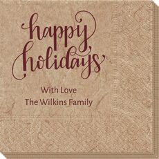 Hand Lettered Happy Holidays Bali Napkins