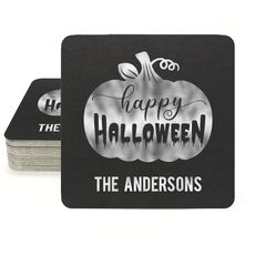 Happy Halloween Pumpkin Square Coasters