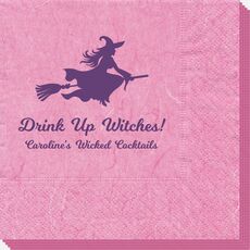 Witch On a Broom Silhouette Bali Napkins