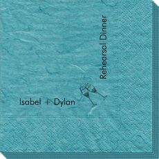 Corner Text with Champagne Glasses Design Bali Napkins