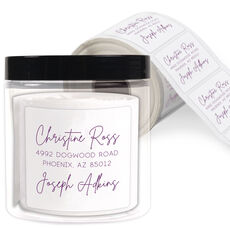 Modern Script Couples Square Address Labels in a Jar