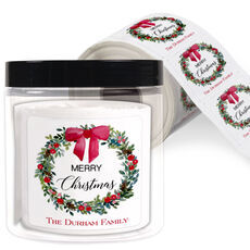 Ginger Jar with Christmas Wreath Personalized Folded Notecards - WH Hostess  Social Stationery