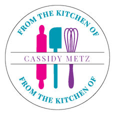 Baking Utensils Round Gift Stickers in a Jar