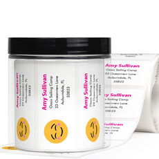 Blushing Emoji Return Address Labels in a Jar