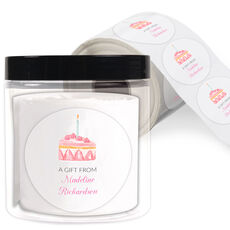 Watercolor Cake Slice Round Gift Stickers in a Jar