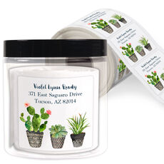 Desert Blooms Square Address Labels in a Jar