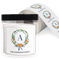 Holiday Citrus Wreath Square Gift Stickers in a Jar