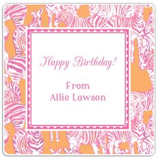 Orange Zebra Square Gift Stickers in a Jar