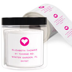 Modern Heart Square Address Labels in a Jar