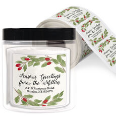 Christmas Sprigs Square Address Labels in a Jar