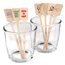 Personalized 6 in. Rectangle Top Wood Stir Sticks