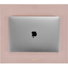 Personalized Two-Sided Leather Desk Mat - Taupe & Natural