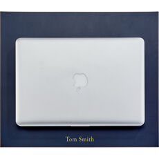 Personalized Two-Sided Leather Desk Mat - Navy & Tan