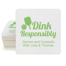 Dink Responsibly Square Coasters