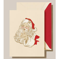 Engraved Santa Claus Wink Boxed Folded Christmas Cards