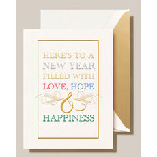 Foil New Year Wishes Boxed Folded Holiday Cards