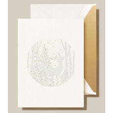 Birch Forest Reindeer Folded Holiday Cards - Raised Ink