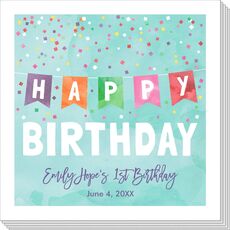 Watercolor Happy Birthday Banner Napkins