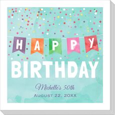 Watercolor Happy Birthday Banner Napkins