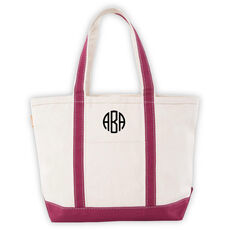 Personalized Medium Maroon Trimmed Classic Tote