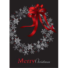 Red Bow Wreath Holiday Cards