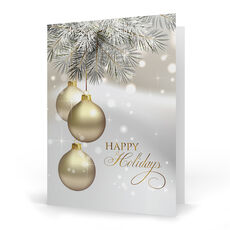 Gold Ornaments Folded Holiday Cards