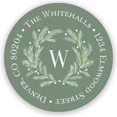 Rosemary Wreath Round Address Labels