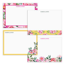 Blush Field Personalized Stationery Flat Card Set of 12 Illustrated  Abstract Floral Flat Note Card Set Custom Stationery 