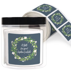 Spring Wreath Square Gift Stickers in a Jar