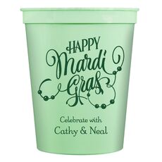 Happy Mardi Gras Beads Stadium Cups