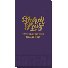 Bold Script Mardi Gras Guest Towels
